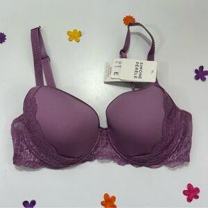 Simone Perele Reve Glamorou Mauve Lace 3D Plunge T-Shirt Bra 32E NWT